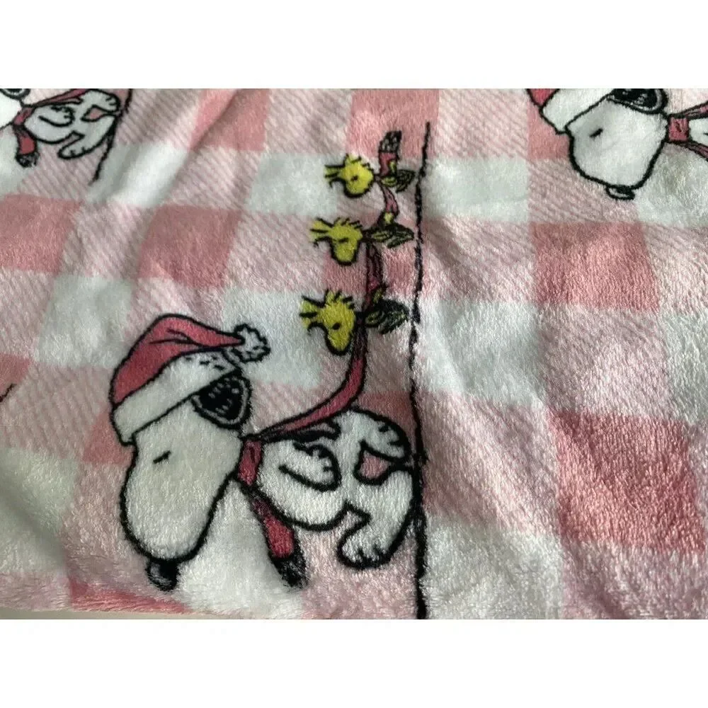 Peanuts Snoopy‎ Woodstock Pink Holiday Throw Blanket Christmas 50 x 70” NEW